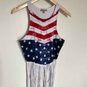 American Flag Fringe Tank Top